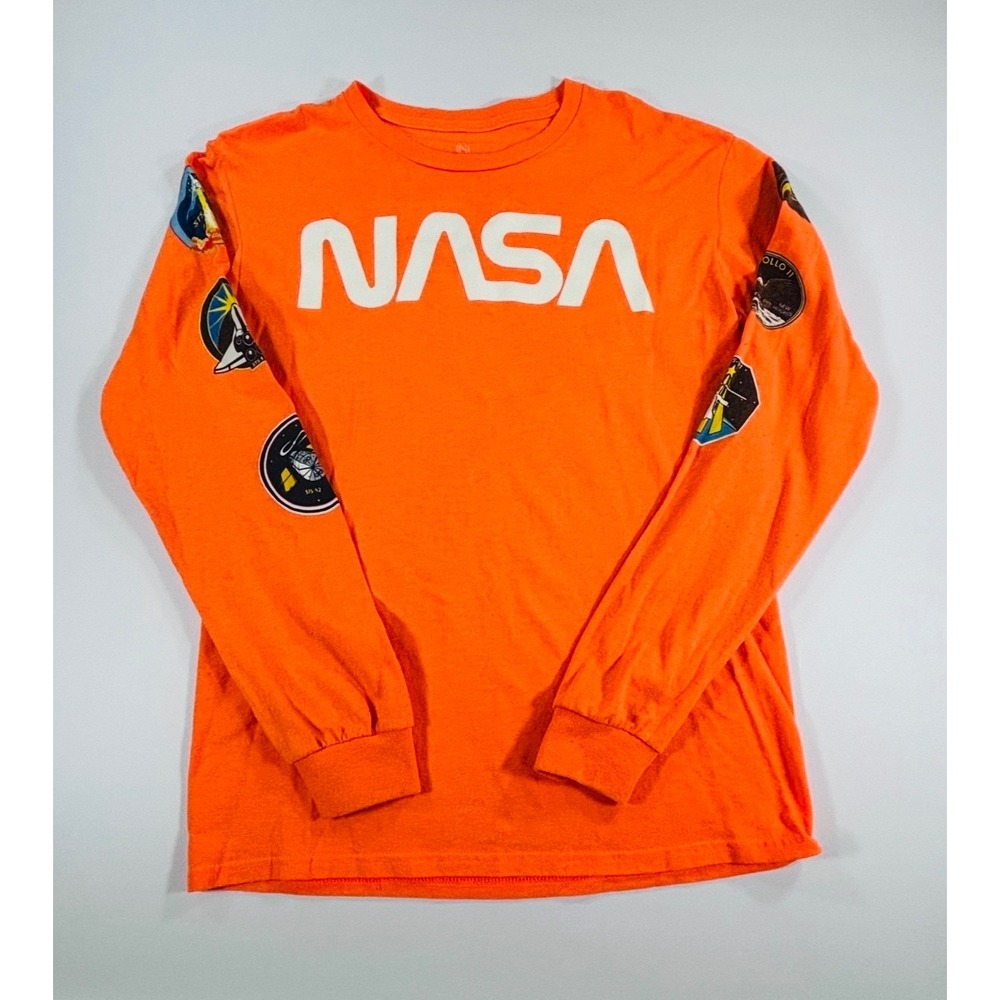 NASA Hyper Space Shirt Long Sleeve Orange Apollo 11 Space Shuttle Missions Men S